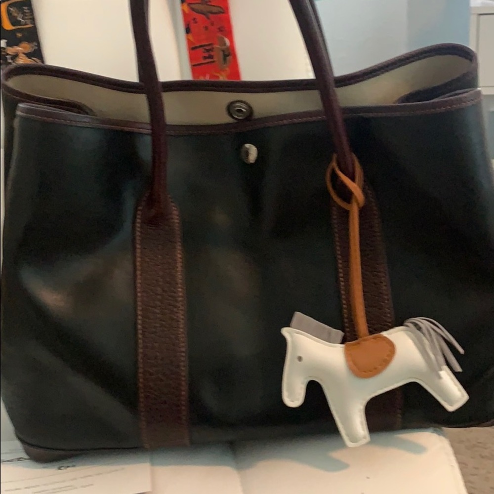 Hermes Garden Party Amazonia Leather Tote blk/brn with dust bag included - Picture 7 of 14